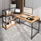 Costway Reversible L Shaped Computer Desk Corner Workstation with 3-Tier Open Shelf